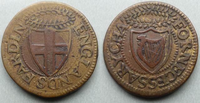 The Protectorate, bimetallic pattern farthing ENGLANDS FARDIN